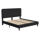 Adaire Fabric Upholstered Platform Bed Frame with Rounded Headboard in Charocal