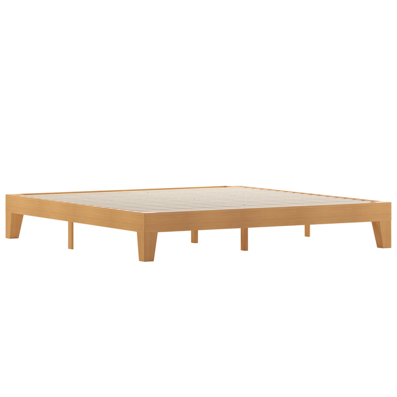 Amalia Solid Wooden Platform Bed with Wooden Support Slats in a Natural Pine Finish