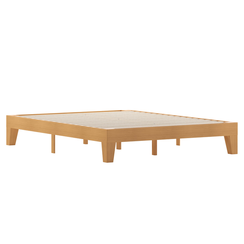 Amalia Solid Wooden Platform Bed with Wooden Support Slats in a Natural Pine Finish