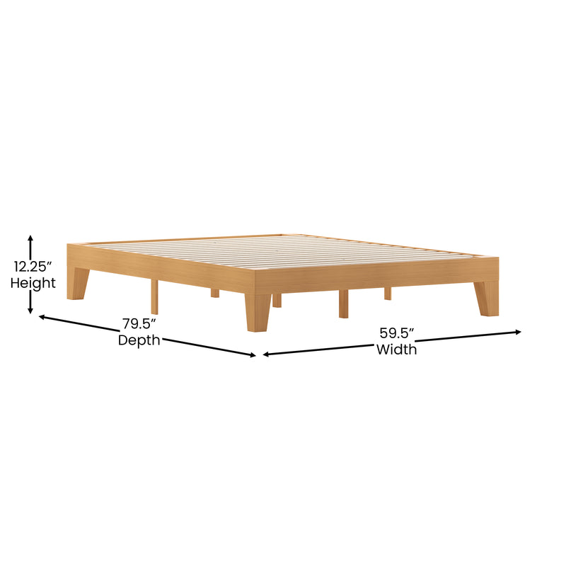 Amalia Solid Wooden Platform Bed with Wooden Support Slats in a Natural Pine Finish