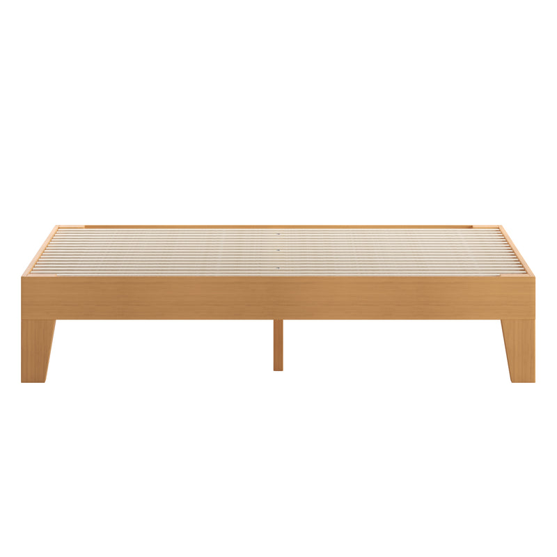 Amalia Solid Wooden Platform Bed with Wooden Support Slats in a Natural Pine Finish