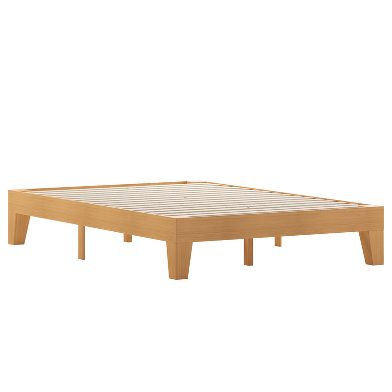 Amalia Solid Wooden Platform Bed with Wooden Support Slats in a Natural Pine Finish