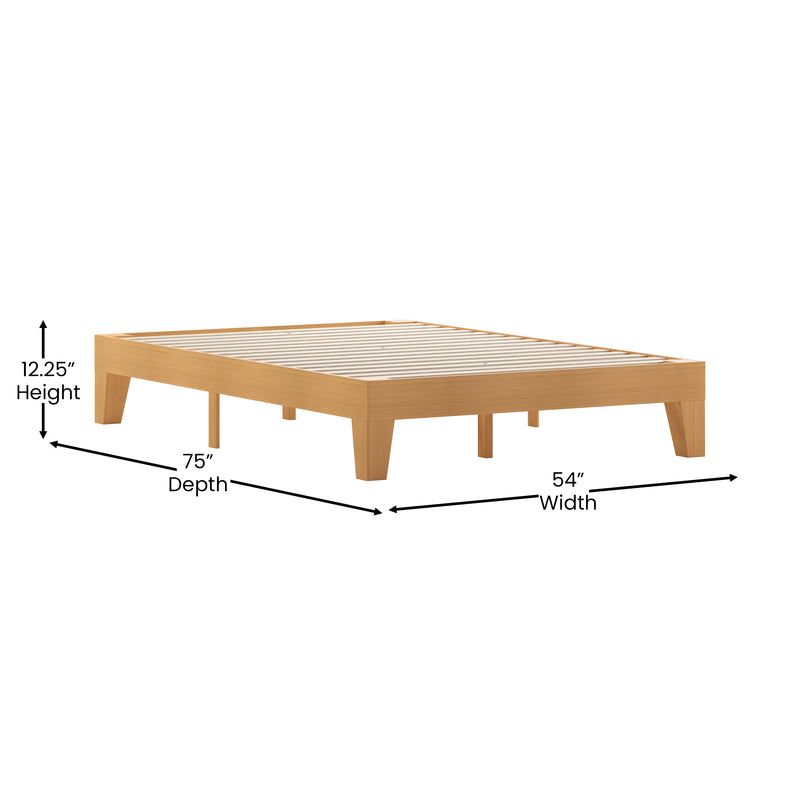 Amalia Solid Wooden Platform Bed with Wooden Support Slats in a Natural Pine Finish