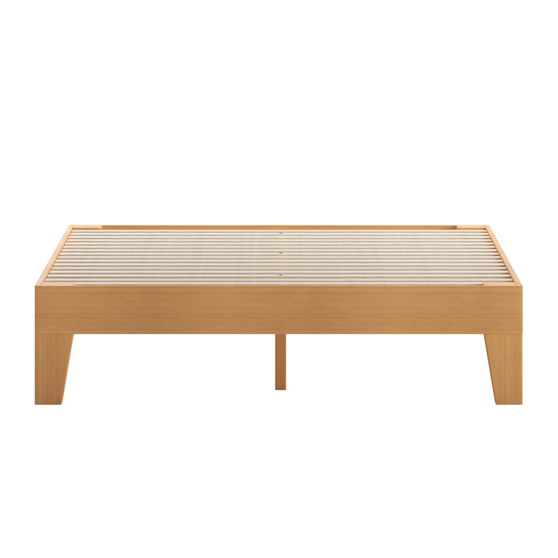 Amalia Solid Wooden Platform Bed with Wooden Support Slats in a Natural Pine Finish