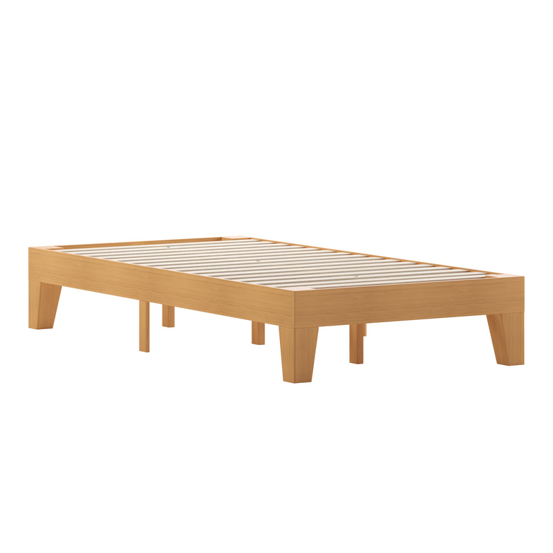 Amalia Solid Wooden Platform Bed with Wooden Support Slats in a Natural Pine Finish