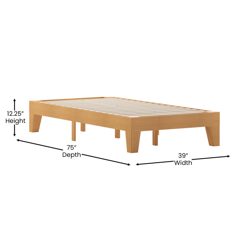 Amalia Solid Wooden Platform Bed with Wooden Support Slats in a Natural Pine Finish