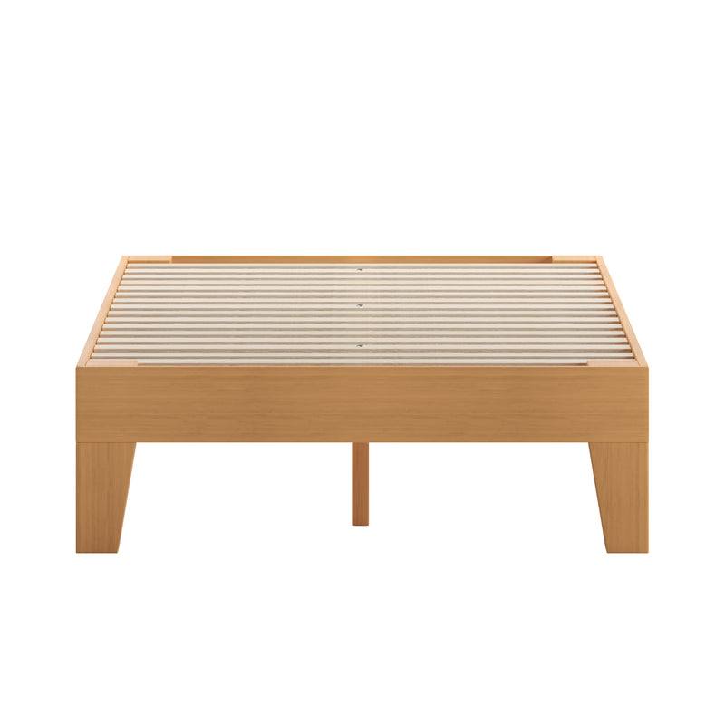 Amalia Solid Wooden Platform Bed with Wooden Support Slats in a Natural Pine Finish