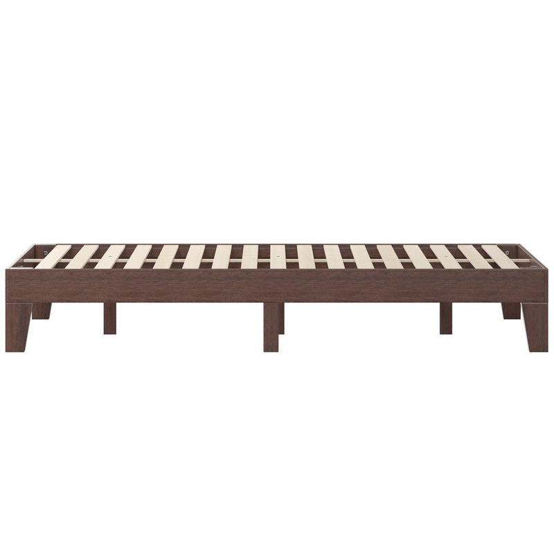 Amalia Solid Wooden Platform Bed with Wooden Support Slats in a Walnut Finish