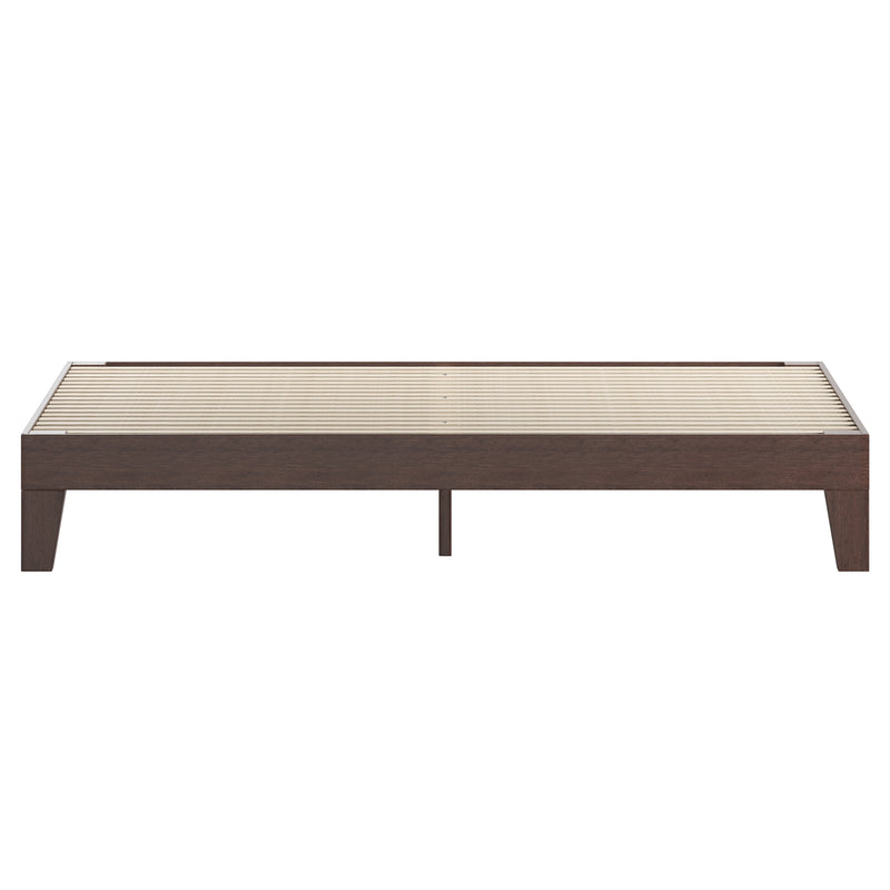 Amalia Solid Wooden Platform Bed with Wooden Support Slats in a Walnut Finish