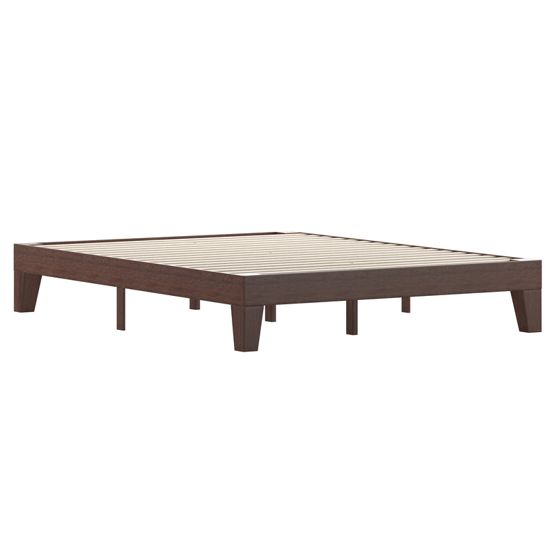 Amalia Solid Wooden Platform Bed with Wooden Support Slats in a Walnut Finish