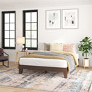 Amalia Solid Wooden Platform Bed with Wooden Support Slats in a Walnut Finish