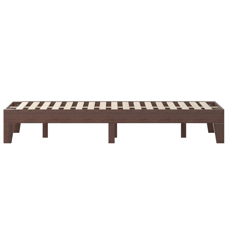 Amalia Solid Wooden Platform Bed with Wooden Support Slats in a Walnut Finish