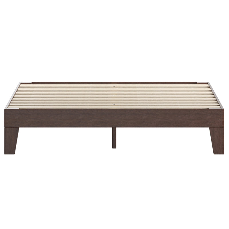 Amalia Solid Wooden Platform Bed with Wooden Support Slats in a Walnut Finish