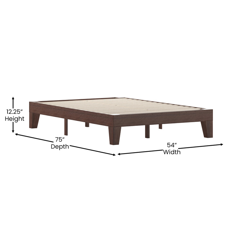 Amalia Solid Wooden Platform Bed with Wooden Support Slats in a Walnut Finish