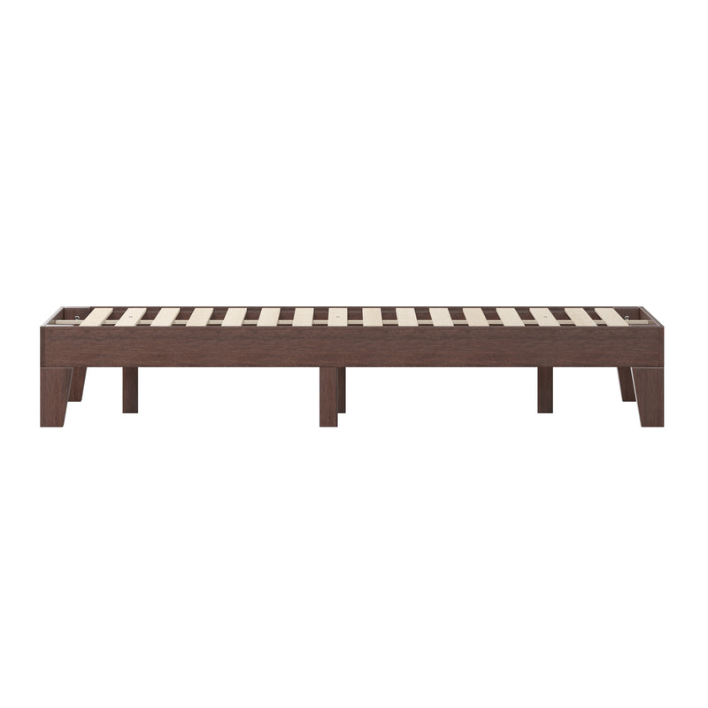 Amalia Solid Wooden Platform Bed with Wooden Support Slats in a Walnut Finish