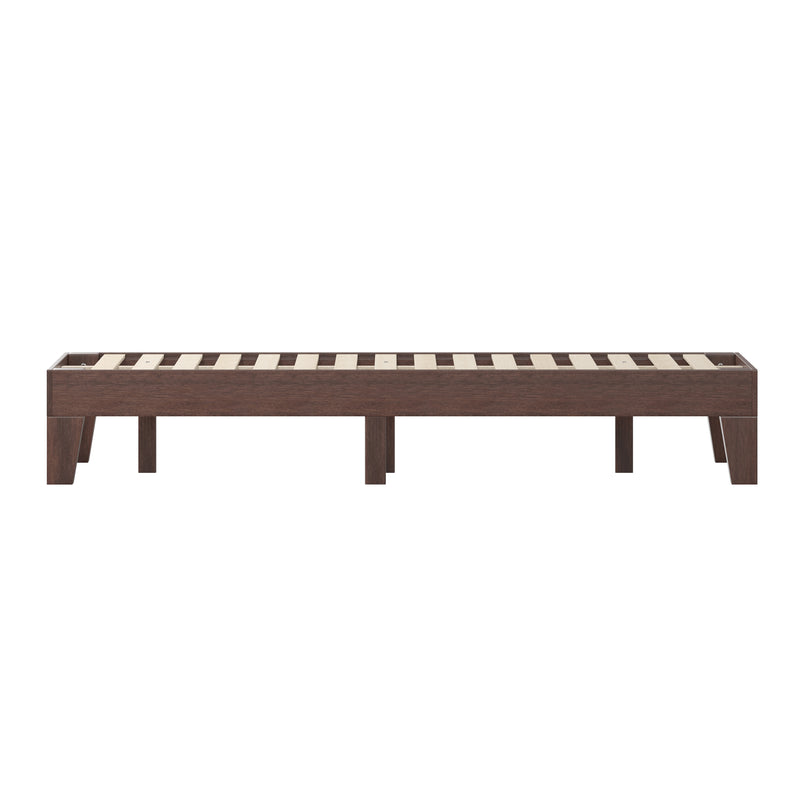 Amalia Solid Wooden Platform Bed with Wooden Support Slats in a Walnut Finish