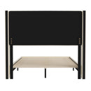 Hilton Beige Faux Linen Upholstered Platform Bed with Wingback Headboard, Slatted Support System