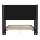 Hilton Charcoal Faux Linen Upholstered Platform Bed with Wingback Headboard, Slatted Support System