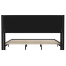 Hilton Charcoal Faux Linen Upholstered Platform Bed with Wingback Headboard, Slatted Support System