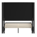 Kellan Gray Faux Linen Upholstered Platform Bed with Channel Stitched Wingback Headboard and Slatted Mattress Foundation