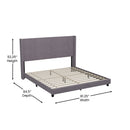 Soren Gray Velvet Upholstered Platform Bed Frame with Wingback Headboard and Slatted Mattress Foundation