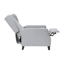 Maxfield Traditional Gray Fabric Upholstered Slim Wingback Recliner with Accent Nail Trim and Push Back Recline