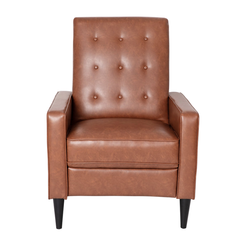 Zeke Mid-Century Modern Tufted Faux Leather Upholstered Pushback Recliner