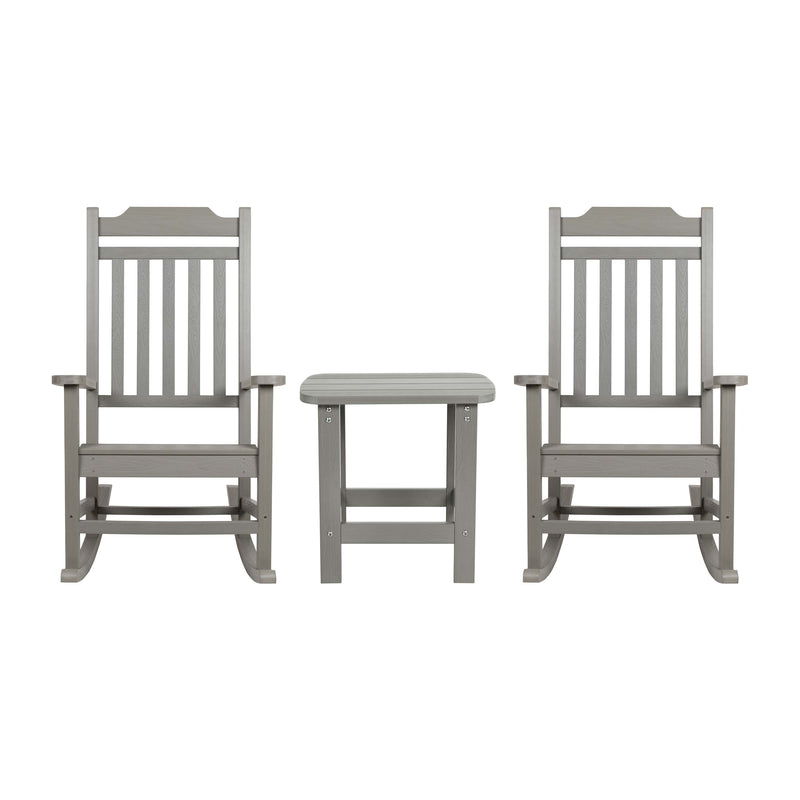 Set of 2 Winston All-Weather Poly Resin Rocking Chairs with Accent Side Table