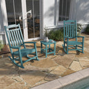 Set of 2 Winston All-Weather Poly Resin Rocking Chairs with Accent Side Table