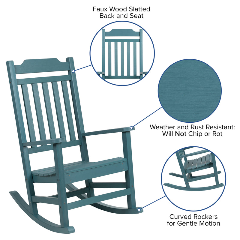 Set of 2 Winston All-Weather Poly Resin Rocking Chairs with Accent Side Table