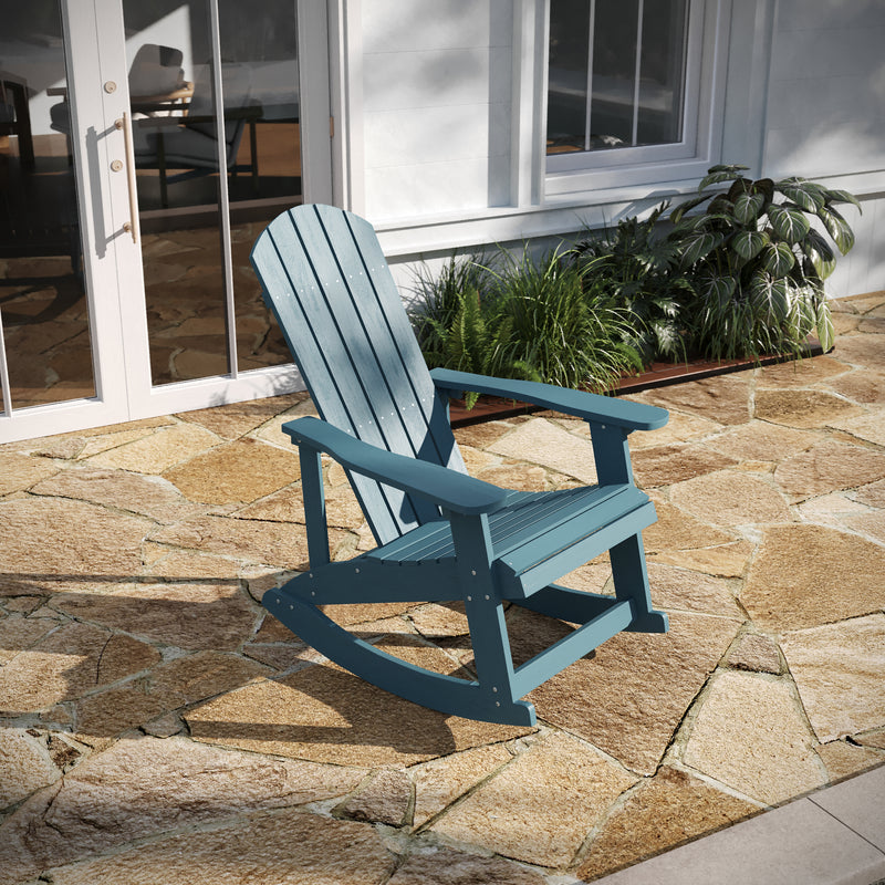 Savannah All-Weather Poly Resin Wood Adirondack Rocking Chair with Rust Resistant Stainless Steel Hardware