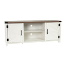 Carlin 59" Modern Farmhouse Barn Door Media Console with Adjustable Shelving