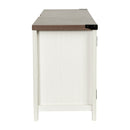 Carlin 59" Modern Farmhouse Barn Door Media Console with Adjustable Shelving