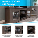 Morgen 65" Wooden Media Console with Full Pane Glass Doors and Shelving