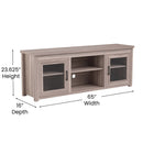 Morgen 65" Wooden Media Console with Full Pane Glass Doors and Shelving