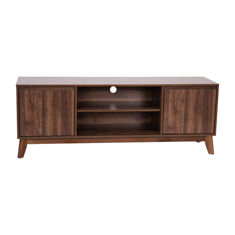 Haisley Mid-Century Modern Media Center with Two Soft Close Doors and Adjustable Shelving