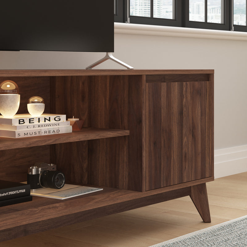 Haisley Mid-Century Modern Media Center with Two Soft Close Doors and Adjustable Shelving