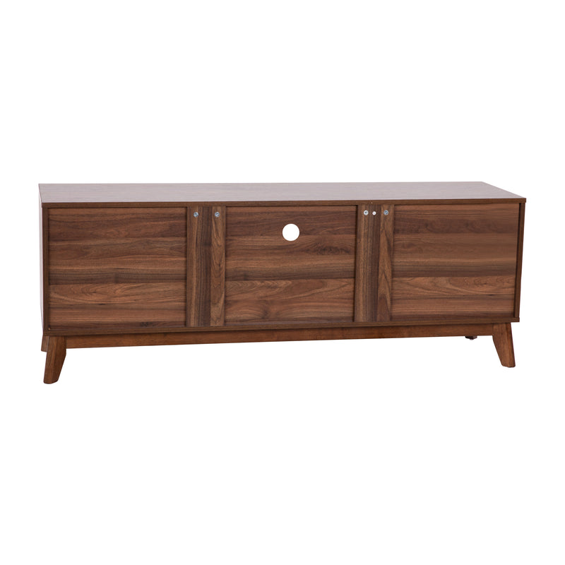 Haisley Mid-Century Modern Media Center with Two Soft Close Doors and Adjustable Shelving