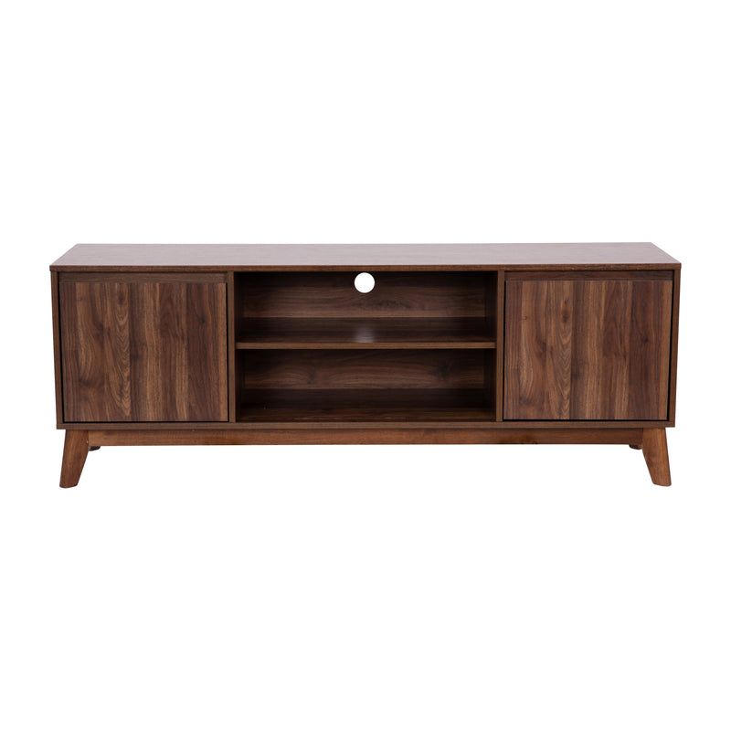 Haisley Mid-Century Modern Media Center with Two Soft Close Doors and Adjustable Shelving