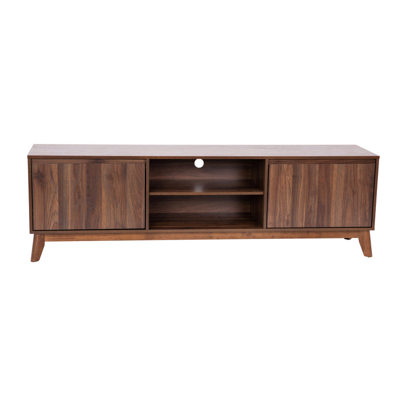 Haisley Mid-Century Modern 70" Media Center with Two Soft Close Doors and Adjustable Shelving