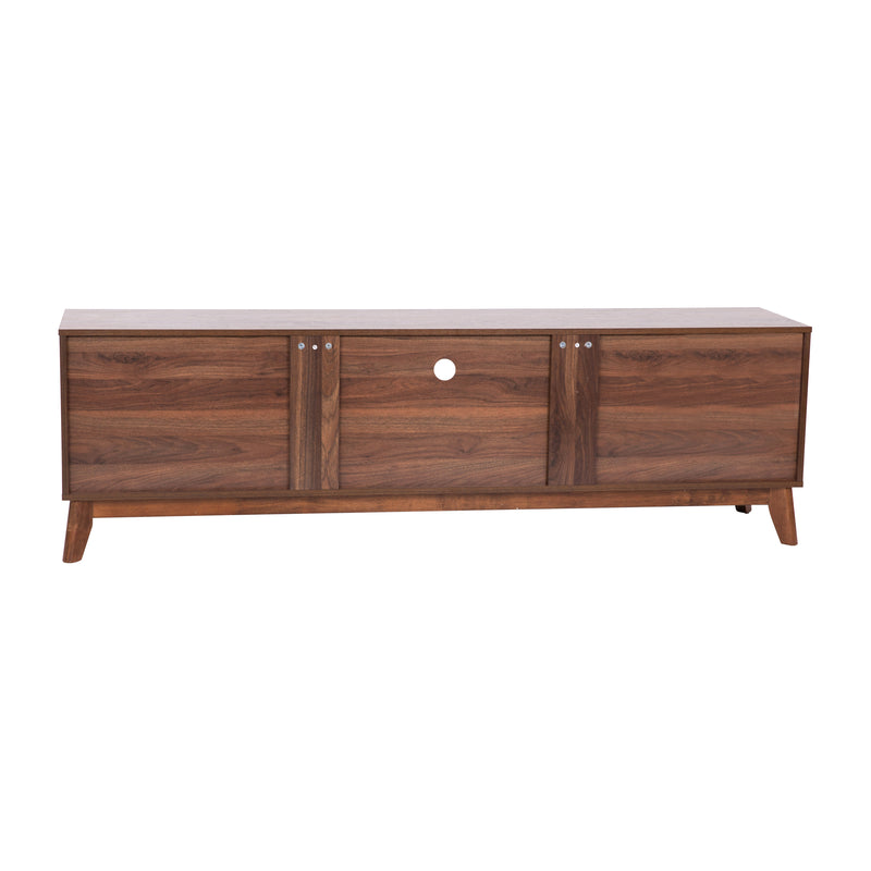 Haisley Mid-Century Modern 70" Media Center with Two Soft Close Doors and Adjustable Shelving