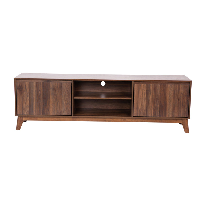 Haisley Mid-Century Modern 70" Media Center with Two Soft Close Doors and Adjustable Shelving