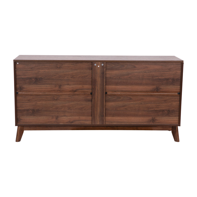 Haisley Mid-Century Modern Storage Buffet with Four Soft Close Doors and Adjustable Shelving