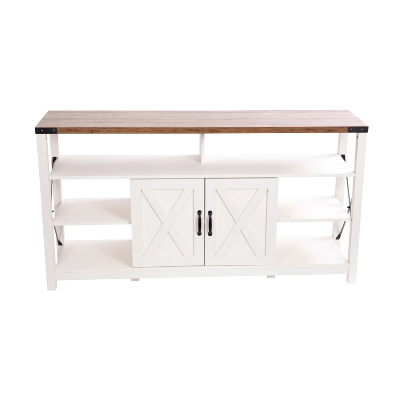 Brayden 60" Modern Farmhouse Media Console with Storage Cabinets and Shelving