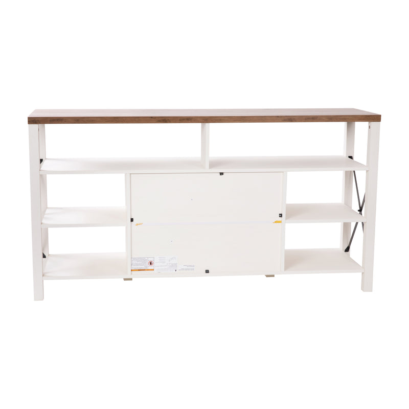 Brayden 60" Modern Farmhouse Media Console with Storage Cabinets and Shelving