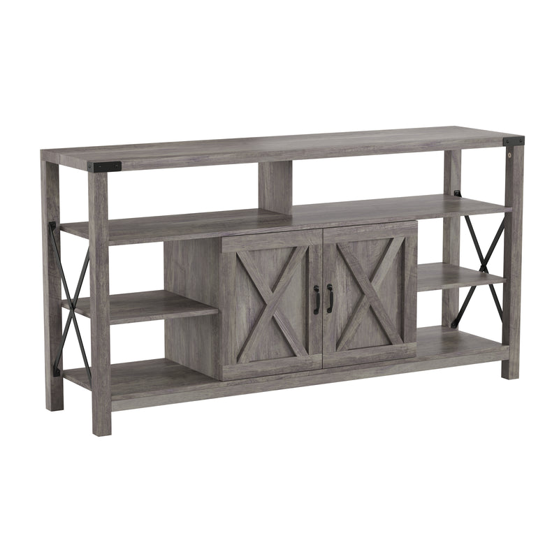 Brayden 60" Modern Farmhouse Media Console with Storage Cabinets and Shelving