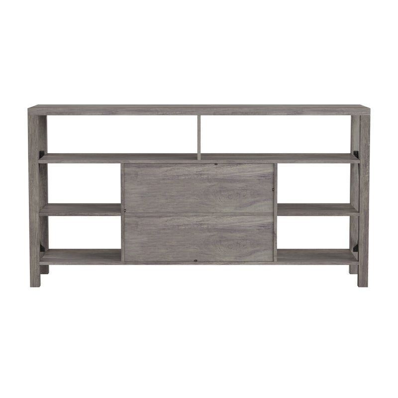 Brayden 60" Modern Farmhouse Media Console with Storage Cabinets and Shelving