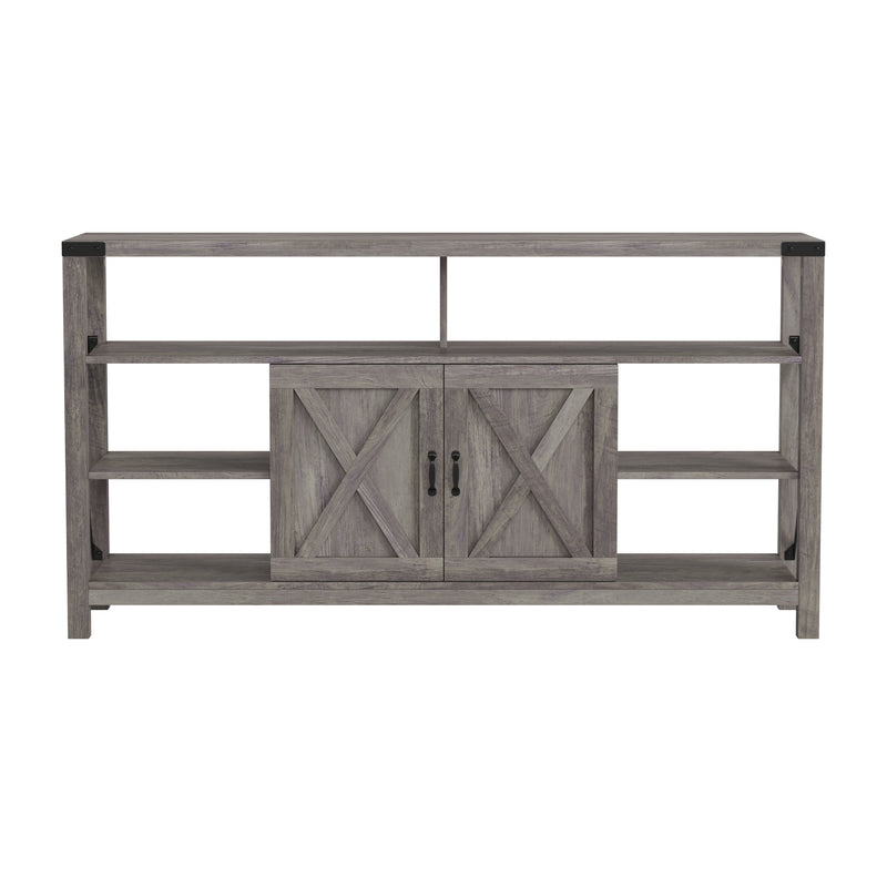 Brayden 60" Modern Farmhouse Media Console with Storage Cabinets and Shelving