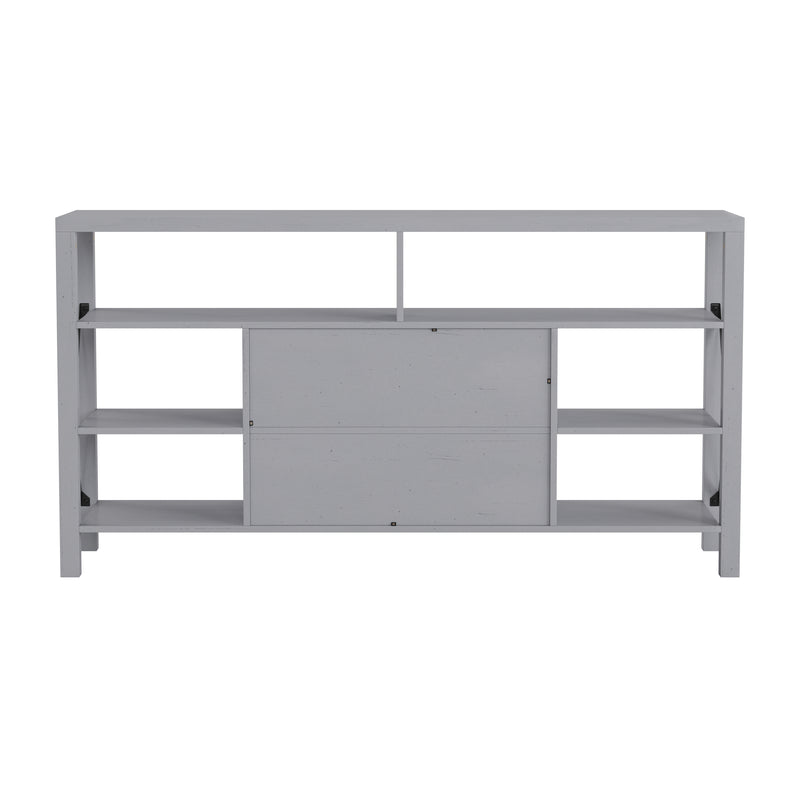 Brayden 60" Modern Farmhouse Media Console with Storage Cabinets and Shelving