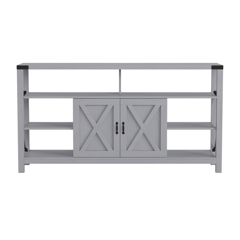 Brayden 60" Modern Farmhouse Media Console with Storage Cabinets and Shelving